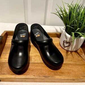 Dansko Black Leather Slip-On Clogs - XP 2.0